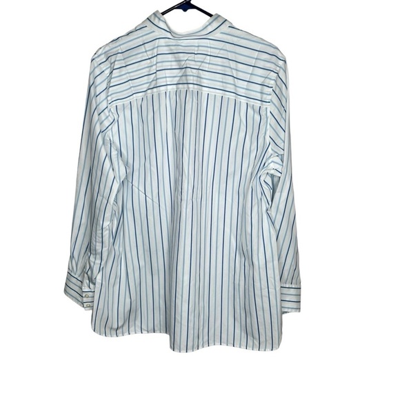 Lands’ End Women’s Pullover Stripe L/S Blouse Size 16W Blue White 1/2 Button - Picture 4 of 4
